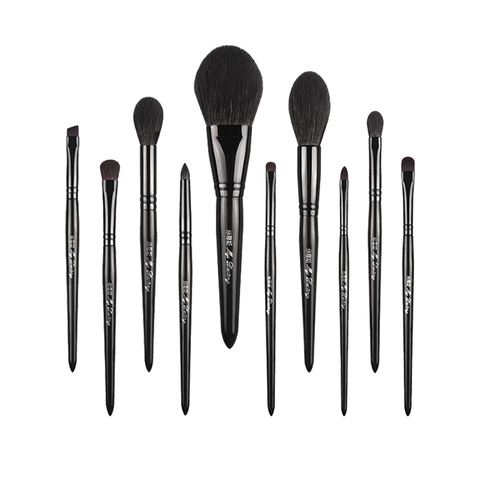 mydestiny Pearlescent Black Series Cosmetic Brush Set Brush Complete Beginner Portable 11 Animal Wool Makeup tools ► Photo 1/5