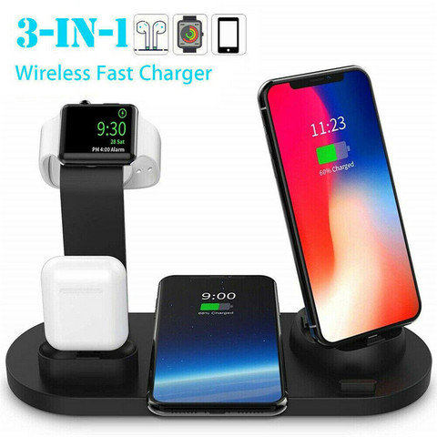 PYMH Wireless Charger Stand 3 in1 Qi Wireless Fast Charging Holder Station For Apple Watch Airpods iPhone Mobile Phone Headset ► Photo 1/6