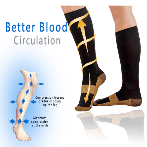 1 Pair Unisex Copper Compression Socks Women Men Anti Fatigue Pain Relief Knee High Stockings 15-20 mmHg Graduated For ONDREJ ► Photo 1/6