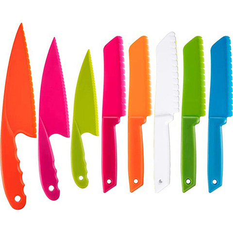 3pcs/Set Plastic Kitchen Knife Set Kid Children's Safe Cooking Chef Nylon Knives For Fruit Bread Cake Salad Lettuce Knife ► Photo 1/6