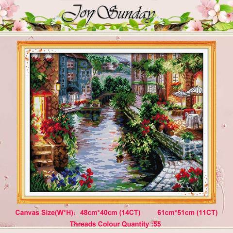 The Lakeside Houses Counted Cross Stitch 11CT 14CT Cross Stitch landscape Cross Stitch Kits for Embroidery Home Decor Needlework ► Photo 1/6