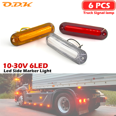 6PCS Car Warning Light 6 LED Light For Trailer Truck Lorry Orange White Red LED Side Marker Indicator Lamp 12V 24V ► Photo 1/6