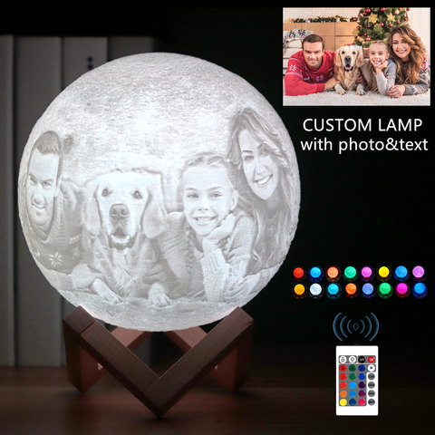 Drop ship Photo&Text Custom 3D Print Moon Lamp Night Light USB Rechargeable Personality Gift for Christmas Holiday Girlfriend ► Photo 1/6