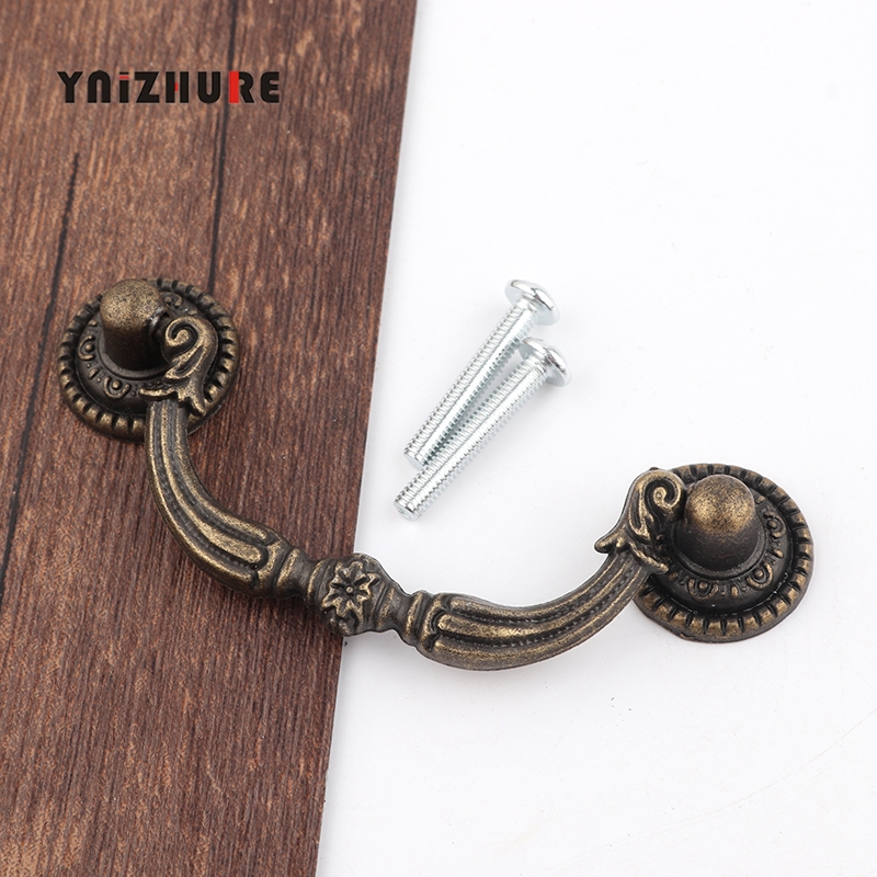 Antique Furniture Handles Striped Carved Handle Drawer Door Knobs Jewelry Box Bronze Cabinet Pulls Cupboard Wood ► Photo 1/6