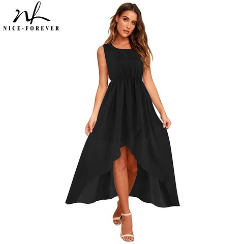 Nice-forever Bohemian Fairy Stylish Beach vestidos Casual Holiday Elastic waist Chiffon Women Dress 397 ► Photo 1/6