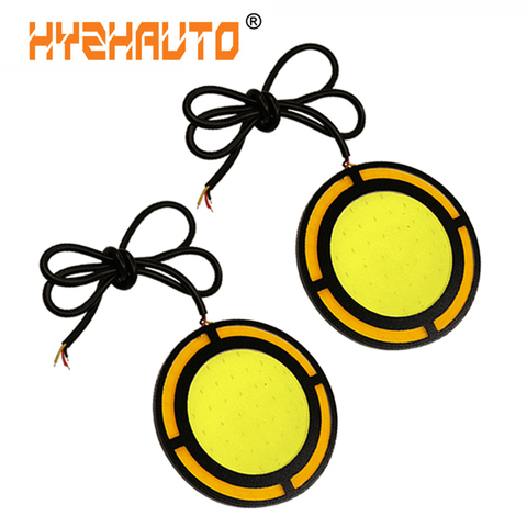 HYZHAUTO Car Daytime Running Lights Dual Color LED DRL Fog Lamp  Waterproof 73MM Auto Driving Light DC12V 2Pcs ► Photo 1/6
