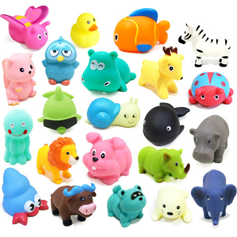 1PCS Baby Bath Toys Soft Rubber Duck Squeeze Sound  Float Animals Bathroom Swimming Water Toys for Children Boys Girls ► Photo 1/6