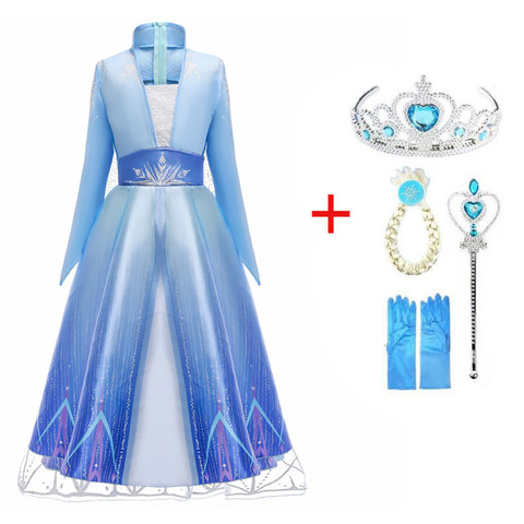 2022 New Snow Queen Girls Dress Princess Anna Elsa 2 Cosplay Costume Kids Fancy Children Gowns Vestidos Infantil ► Photo 1/6
