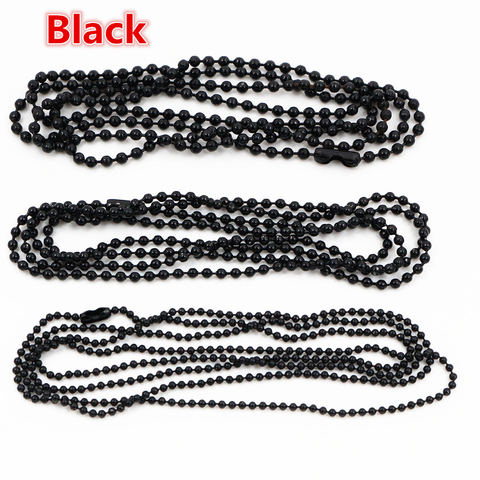 5pcs/lot 3 Size 1.5mm and 2.0mm and 2.4mm Black Plated  Ball Beads Chain Necklace Bead Connector 65cm(25.5 inch) ► Photo 1/4