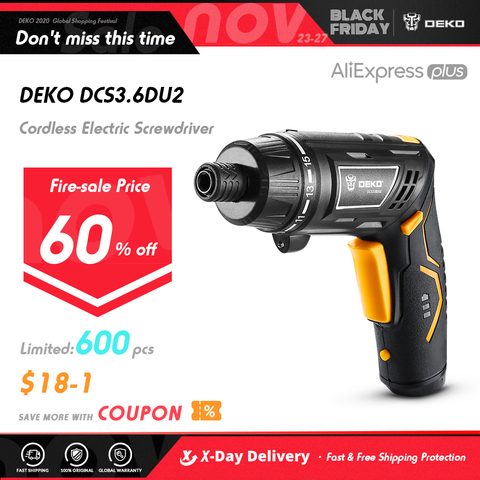 DEKO DCS3.6DU2 Cordless Electric Screwdriver Household Rechargeable battery Screwdriver with Twistable Handle with LED Torch ► Photo 1/1