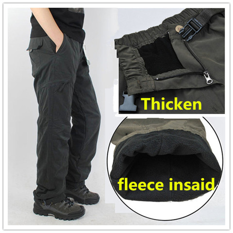 Winter Fleece Lined Men's Cargo Double Layer Pants Warm Military Cargo Pants Casual Long Baggy Army Combat Tactical Trousers ► Photo 1/5