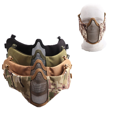 Airsoft Half Face Protective Mask Mesh Face Mask with Ear Protection Military Paintball Hunting CS Shooting Tactical Equipment ► Photo 1/6