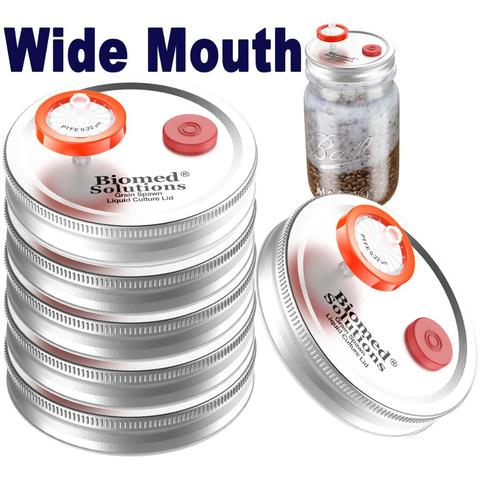 NEW 6pcs Liquid Culture Lids - Autoclavable Wide Mouth Jar Lids with Heavy Duty  Injection Port for Mushroom Cultivation ► Photo 1/6