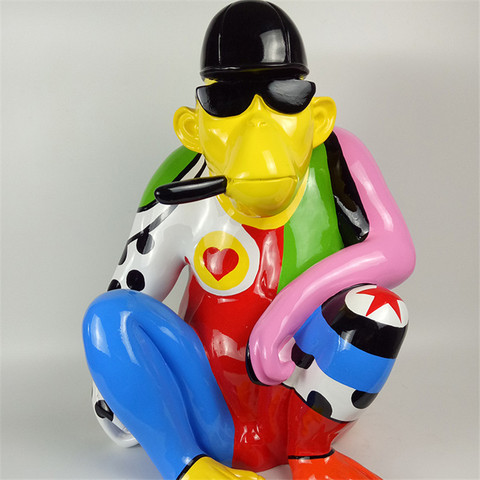 60cm Modern Art Hooded Gorilla Art Sculpture Cartoon Animal Cigar Monkey Statue Resin Craftwork KTV Decorations For Home ► Photo 1/4