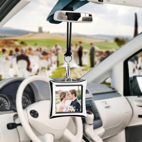 Creative car pendant metal photo frame for photo of baby pet lover and family Auto Ornament Interior Rear View Mirror Decoration ► Photo 1/6