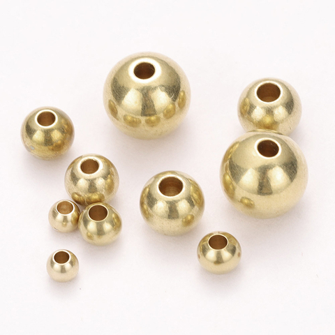 50pcs Original Brass Round Ball Space Beads 3/4/5/6/8mm Bracelets Loose Charm Bead for DIY Necklaces Jewelry Making Accessories  ► Photo 1/6