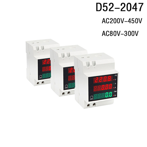 D52-2047 Power Energy Voltmeter Electrical Multi-function Digital Meter Din Rail Meters Power Consumption Meter AC200V-450V ► Photo 1/4