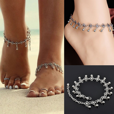 Huitan Simple Drop Ball Hollow Out Flower Design Anklets for Women Vintage Ethnic Style Elegant Female Anklet Jewelry Beach Wear ► Photo 1/6