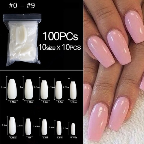 RIKONKA 100/500pcs/bag False Ballerina Natural/Transparent Coffin Fake Nails Manicure Nails for Extension&Protection Nail Art ► Photo 1/6
