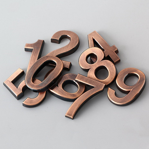 1pcs 0-9 Modern House Number Number Stickers 3D Hotel Apartment Door Number Plastic Golden Bronze Name Plate ► Photo 1/6