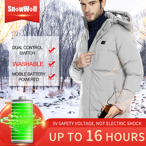 SNOWWOLF Women Men Winter Outdoor Heated Jacket Electric Heating Clothing  Battery Heated Thermal Fishing Hiking Coat