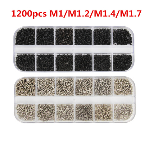 1200Pcs Micro Glasses Screws M1 M1.2 M1.4 M1.7 Round Head Self-tapping Electronic Small Wood Screws Kit ► Photo 1/6