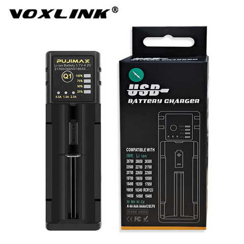 VOXLINK Portable battery Charger with charging cable for 18650 26650 21700 18350 AA AAA 3.7V/3.2V/1.2V/ lithium NiMH  battery ► Photo 1/6