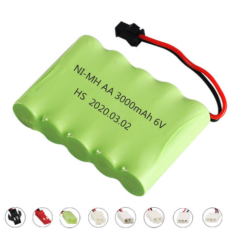 6V 3000mah NiMH AA Rechargeable Battery For Rc Toys Car Tank Truck Robot Gun Boat Ni-MH 6V Battery Pack SM/JST/EL-2P/TAMIYA Plug ► Photo 1/6