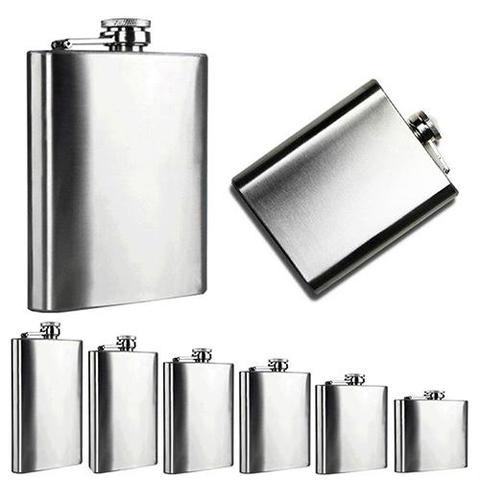 Portable 4 5 6 7 8 10 Oz Stainless Steel Hip Liquor Whiskey Alcohol Flask Cap ► Photo 1/6