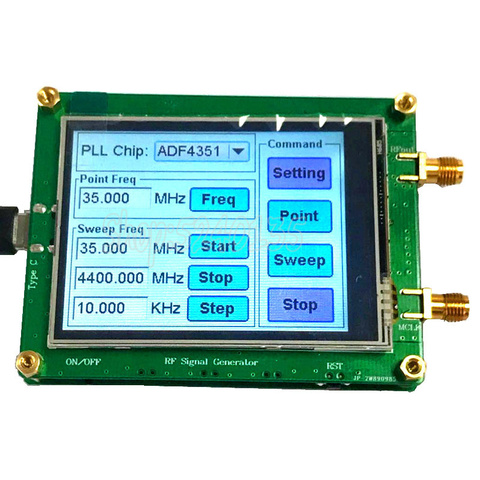 Full touch screen RF signal source 137.5-4400M / 35-4400M ADF4350 / ADF4351 signal generator Point frequency sweep PC controllab ► Photo 1/4