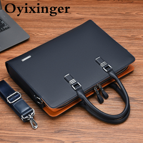 Oyixinger Men's Bag Fashion Leather Shoulder Bag For Man Business Briefcase For 14Inch Laptop Casual Large Capacity Handbag Male ► Photo 1/1