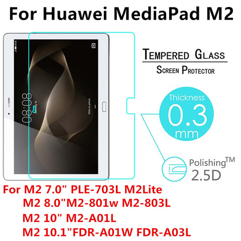 Tempered Glass For Huawei MediaPad M2 T2 Pro 7.0 8.0 10.0 10.1 PLE-703L M2-801W M2-802W M2-A01L Tablet Screen Protector Film ► Photo 1/6