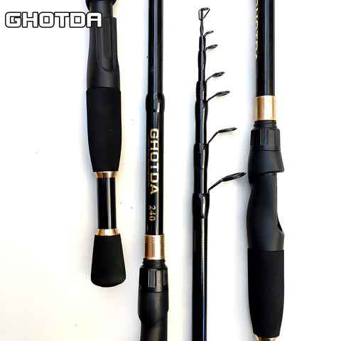 GHOTDA New  lure1.6m 1.8m 2.1m 2.4m 2.7m  Carbon Fiber Telescopic Fishing Rod Portable Spinning Rod and Spinning Reels ► Photo 1/6