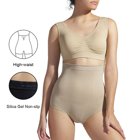 SH-0007 High Waist Invisable Silicone Non-slip Panty Shaper Large Size Shapewear Underwear ► Photo 1/6