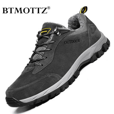 Winter Leather Ankle Boots Men Casual Shoes Outdoor Waterproof Work Tooling Mens Hiking Boots Sneakers Warm Military Snow Boots ► Photo 1/6