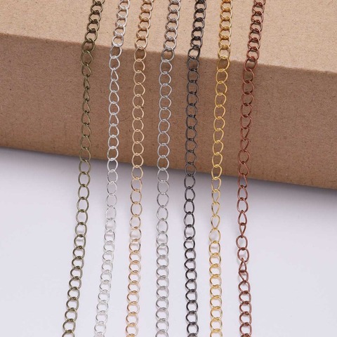 5meters/lot 2.5-4.8mm Gold Silver Plated Rope Link Chain Necklace Supplies DIY For Brass Bulk Chain Jewelry Findings Accessories ► Photo 1/6