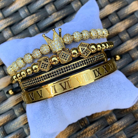 Luxury Roman Royal Crown Charm Bracelet Men Fashion 2022 New Gold Braided Adjustable Men Bracelet For Hip Hop Jewelry Gift ► Photo 1/6