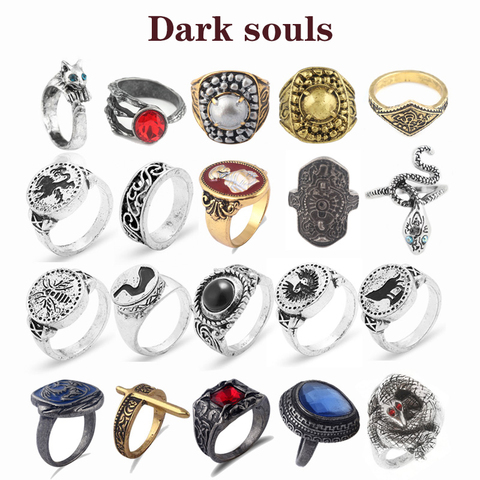 Game Dark Souls 3 Series Rings Unique Porcelain Design Zinc Alloy  Rings Cosplay Accessories Game Fans Woman Men Jewelry Gift ► Photo 1/6