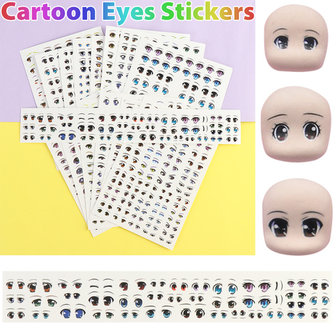 Many Style Cute Cartoon Eyes Stickers Anime Figurine Doll Face Organ Paster Clay Decals DIY Doll Accessories Kids Funny Toys ► Photo 1/6