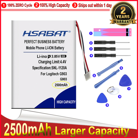 HSABAT 0 Cycle 2500mAh Battery for Logitech G903 High Quality Replacement Accumulator ► Photo 1/6