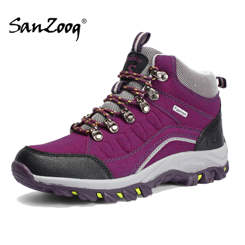 Women Waterproof Outdoor Hiking Shoes Woman Trekking Boots Rock Climbing Mountain Shoes Wanderschuhe Botas Senderismo Mujer Trek ► Photo 1/6