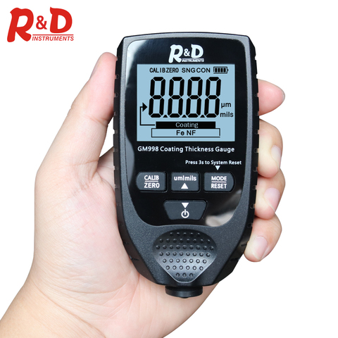 R&D GM998 Backlight Film Thickness gauge Car Paint Tester Coating Thickness Gauge with English&Russia Manual Fe&NF paint  tester ► Photo 1/6