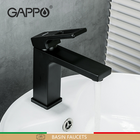 GAPPO Black Basin Sink Faucet Chrome Slim Bathroom Washbasin Water Mixer Tap Hot Cold Water Basin Crane Tap Bathroom Tap G1017-6 ► Photo 1/6