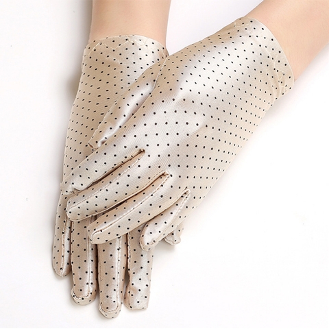 1Pair Dots Women Sunscreen Gloves Summer Spring Spandex Gloves Anti-UV Short Driving Glove High Elastic Thin Etiquette Gloves ► Photo 1/6
