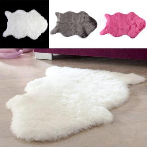 Hot Super Soft Faux Sheepskin Washable Carpet Warm Hairy Seat Pad Fluffy Rugs Faux Fur Mats For Floor Chairs Sofas Cushions ► Photo 1/6