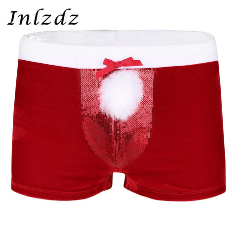 Red Mens Erotic Lingerie Christmas Underwear for Sex Velvet Holiday Boxer Shorts Underpants Sissy Male Panties Party Nightwear ► Photo 1/6