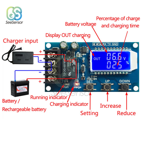 10A 30A 6-60V Lead-acid Solar Storage Battery Charger Control Module Digital Overcharge Protection Control Switch LED Indicator ► Photo 1/6