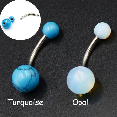 CHUANCI 1 PC Opal Stone Belly Button Ring Navel Piercing New Body Piercing Jewelry ► Photo 1/5