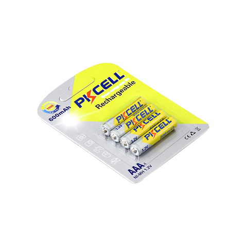 4PC PKCELL AAA  Rechargeable Batteries NIMH Battery 600mAh 1.2V 3A AAA Ni-MH Over 1000times Cycles ► Photo 1/5