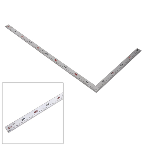250 x 500mm Thicker 1.2mm Stainless Steel 90 Degree Right Angle Square Ruler Measuring Tool for Woodworking / Office ► Photo 1/6